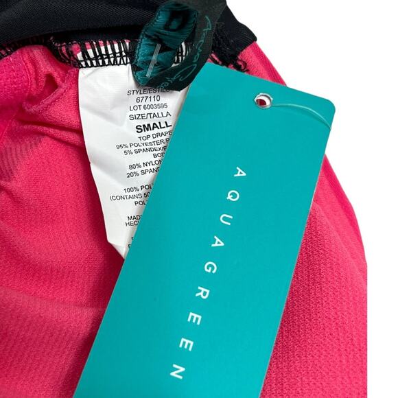 Aqua Green NWT Drape Front Pink and Black One-Piece Swimsuit Small - Picture 9 of 13